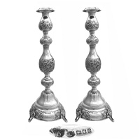 Pair English Sterling Silver Candlesticks 1920